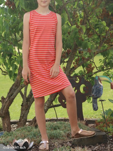 Baumwolljersey -Isa- Streifen - koralle weiss